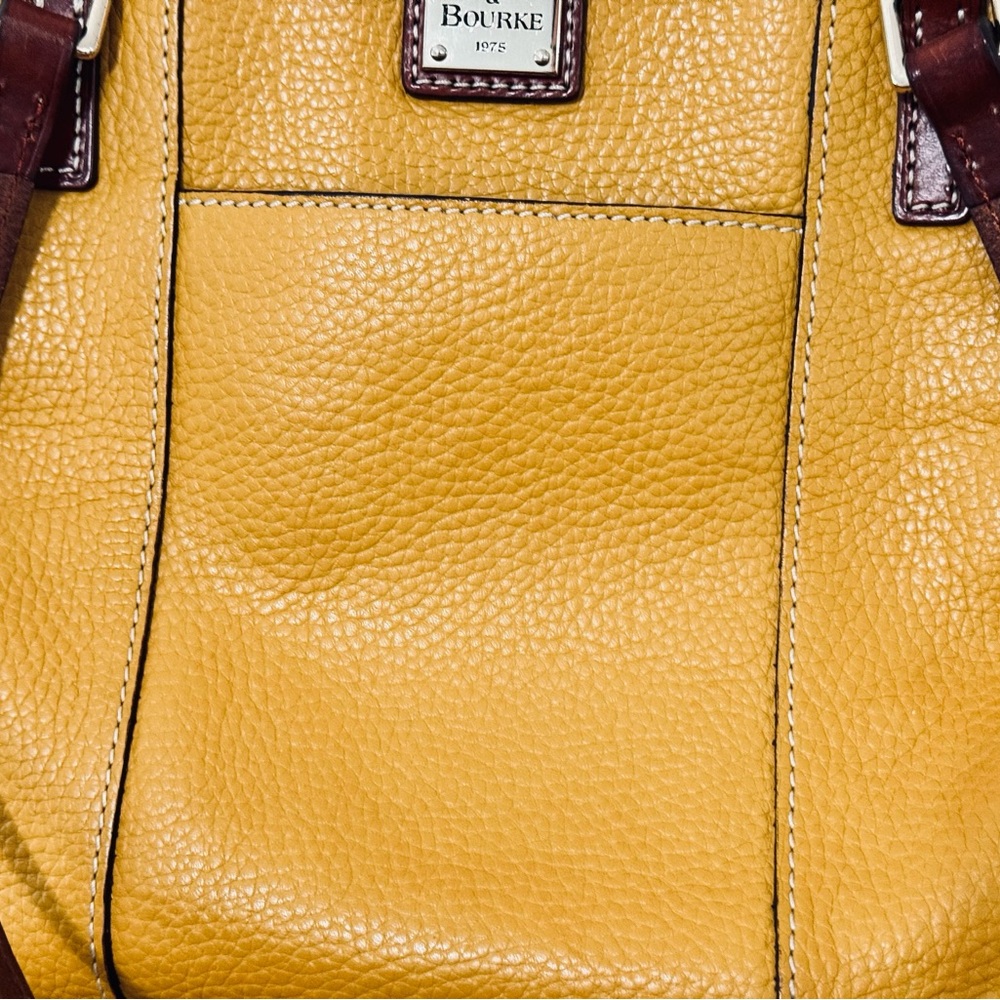 Dooney & Bourke Lexington collection Mustard & Brown Pebbled Leather Tote - Picture 4 of 8